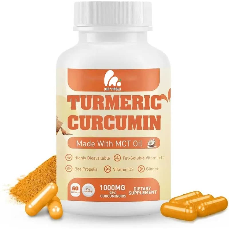 50mg turmeric supplement with MCT oil, propolis, ginger, vitamin D3, zinc - 60 capsules