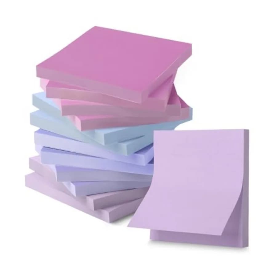 Blocchetti Adesivi 7,6x7,6 cm, 12 Pacchi, 600 Fogli, Tonalità Viola, Blocchetti Adesivi in Blocco, Perfetti per Ufficio, Scuola, Casa, Studio