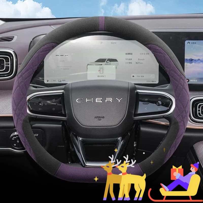 Leather Car Steering Wheel Cover for Chery Tigo 7 4 8 Plug in Pro Max 2022 2023 2024 2025 2026 Accessories