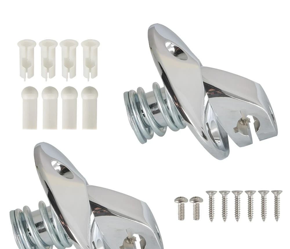Sunvisor Support Brackets Kit Chrome W/Screws Bushing Tips Coupe Sun Visor 14Pcs