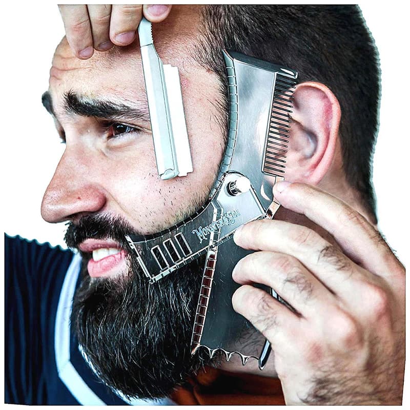 ! 1Pcs Adjustable Beard Shaping Tool Men Portable Styling Stencil Comb Template Trimmer