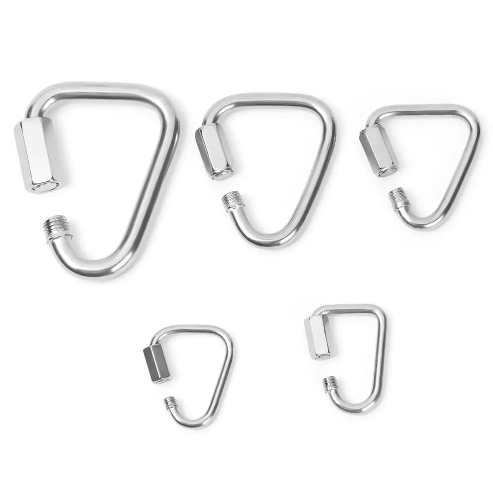 1/2 pezzi 5 dimensioni accessori per bloccaggio a vite attrezzatura da arrampicata gancio per appendere portachiavi clip a scatto triangolo moschettone bollitore fibbia catena
