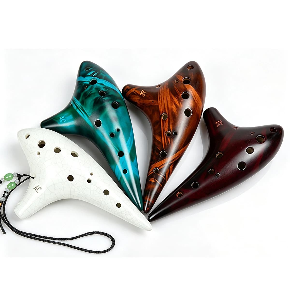 Miwayer 12-Hole Ocarina – 4 Color Options, Ceramic Kiln-Fired, 234g, 20x9cm, with Pouch and Neck Strap, for Beginners & Players
