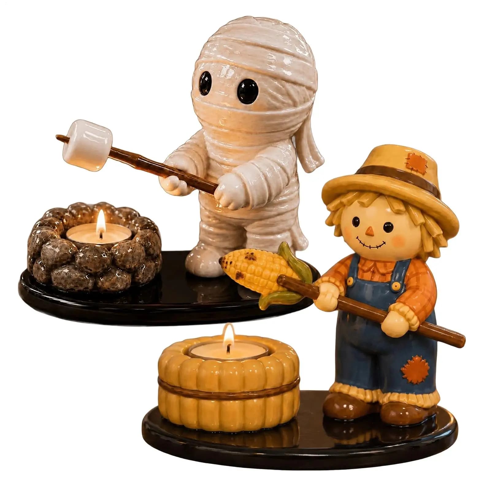 Tea Light Candles Holder Resin Funny Cute Campfire Desk Decor Tea Light Holder Candle Stand for Home Bedroom Living Room