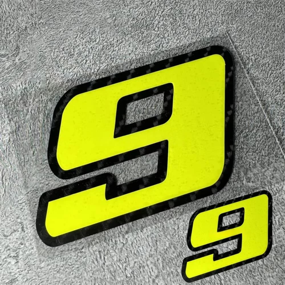 2Pcs/Set Neon Yellow 0-9 Racing Number Vinyl Sticker Waterproof for Car Motorcycle Helmet Bike