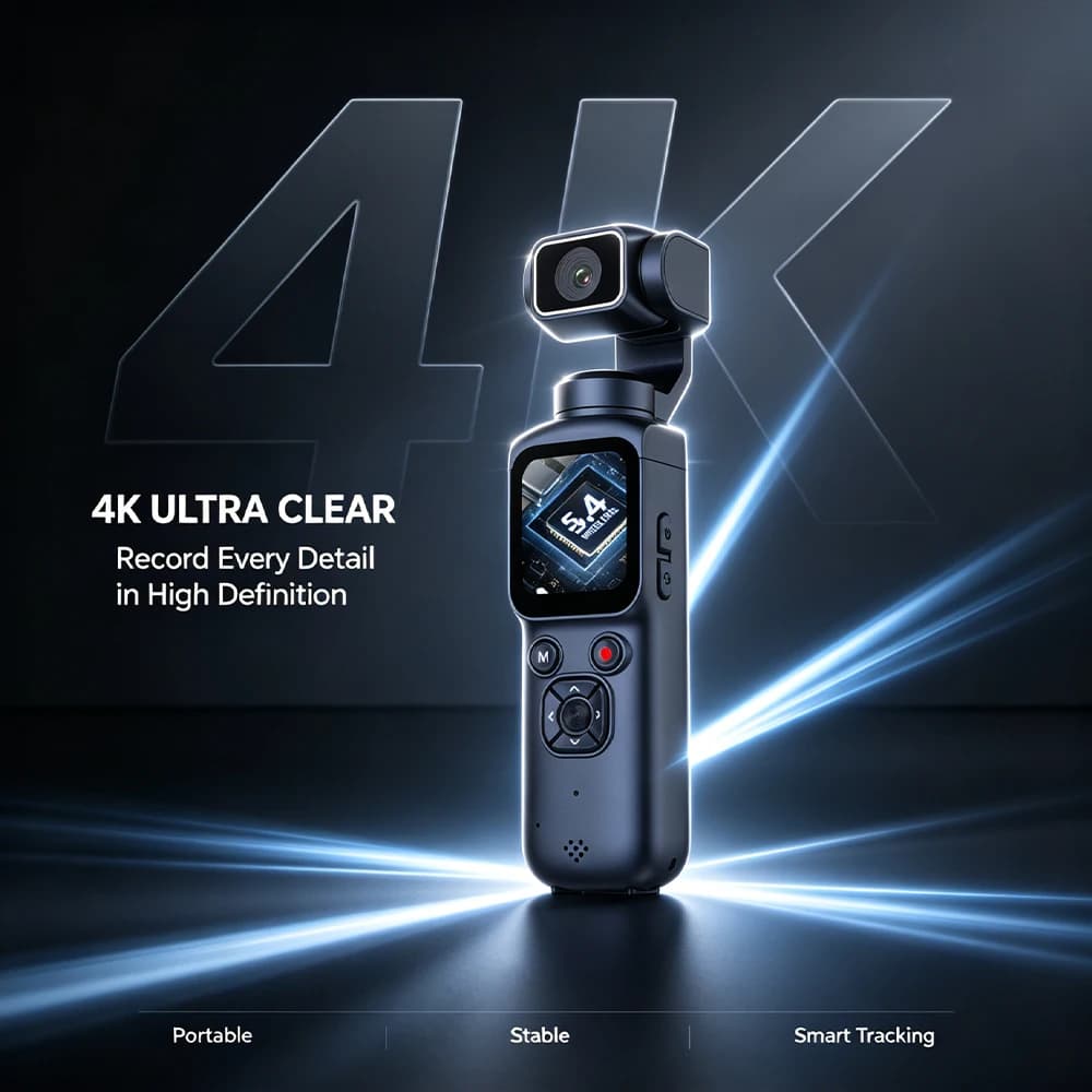 Ultra HD 4K Handheld Sports Camera Lightweight 160g Gimbal Stabilizer WiFi Auto Track Action Cam for Skate Cycling
