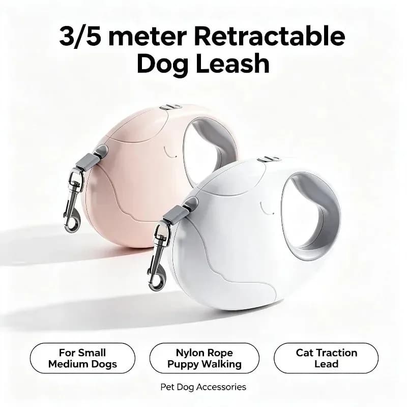 3/5 Meter Retractable Dog Leash Nylon Rope Puppy Walking Roulette Traction Lead One Click Lock Pet Dog Accessories