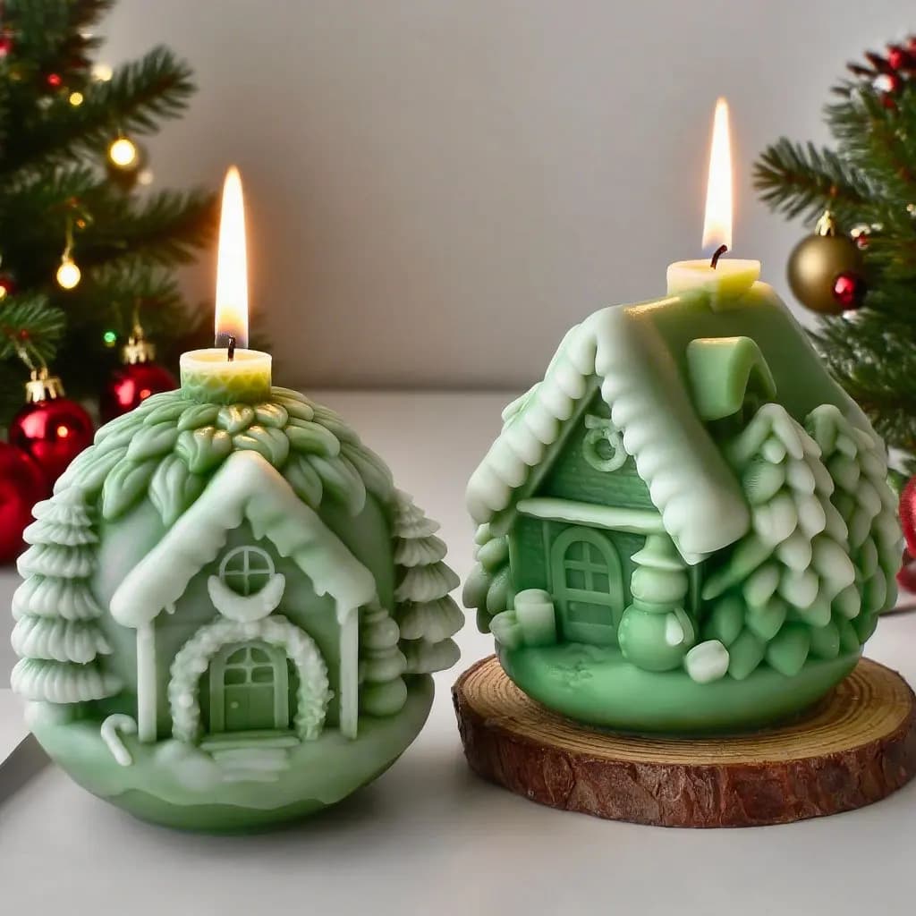 Stampo in silicone per casa sull'albero di Natale fai-da-te, candela aromatica fatta a mano, ornamenti in resina di gesso, stampo per candele natalizie