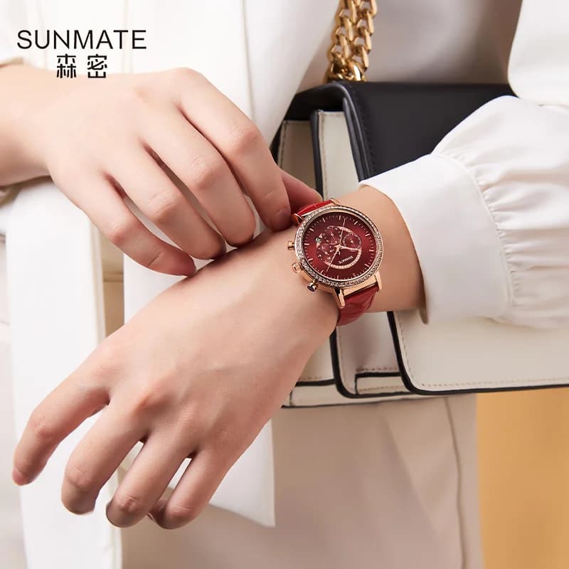 SUNMATE Top-tier Luxury and Elegant Women's Watch,imported Movement,genuine Leather Strap,waterproof Quartz Watch for Women