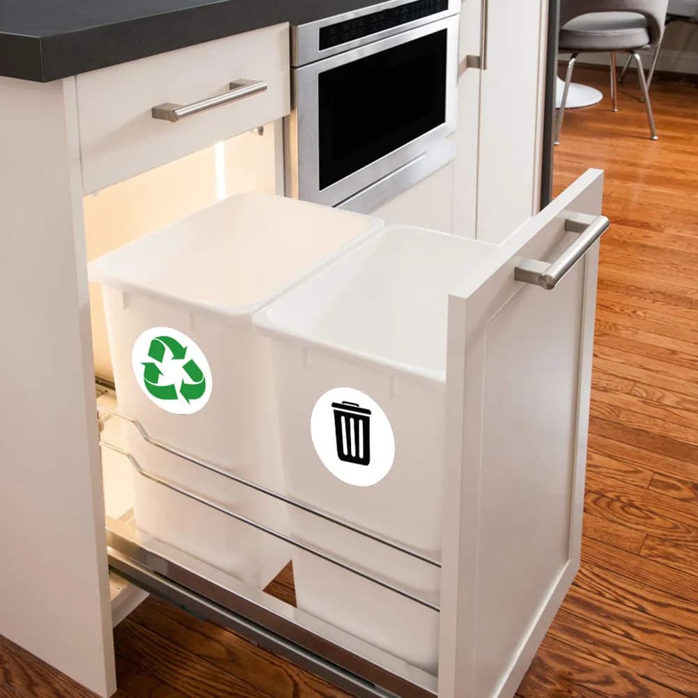 Set di Adesivi per Classificazione Rifiuti in PVC, Etichette Impermeabili per Riciclaggio, Adesivi per Bidoni della Spazzatura
