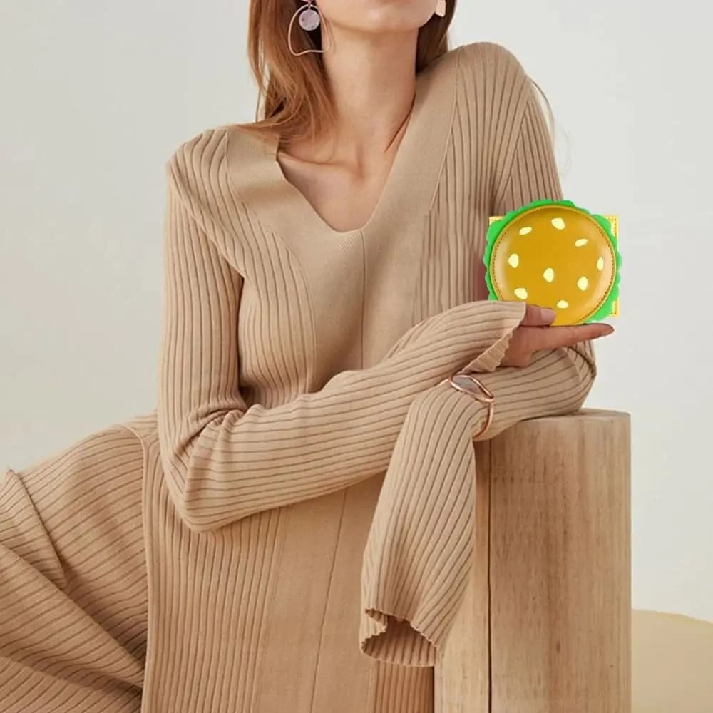 Portafoglio alla Moda con Design Basket e Hamburger, Porta Carte in Pelle PU con Blocco RFID, Portamonete Corto Pieghevole Antifurto per Donne