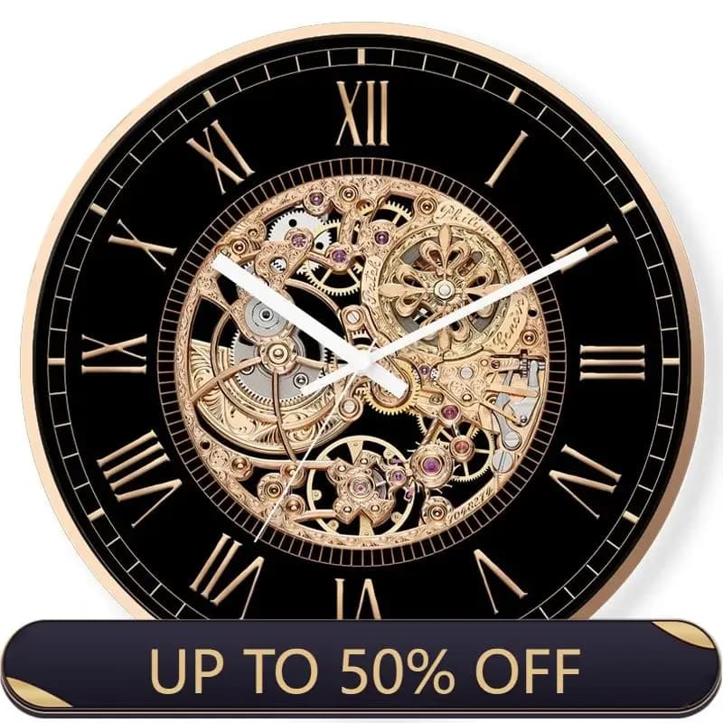 Retro Gear Fashion Clock Imitation Mechanical Quiet Quartz Clock Personality American Restaurant Bar Light Luxury Wall Clock