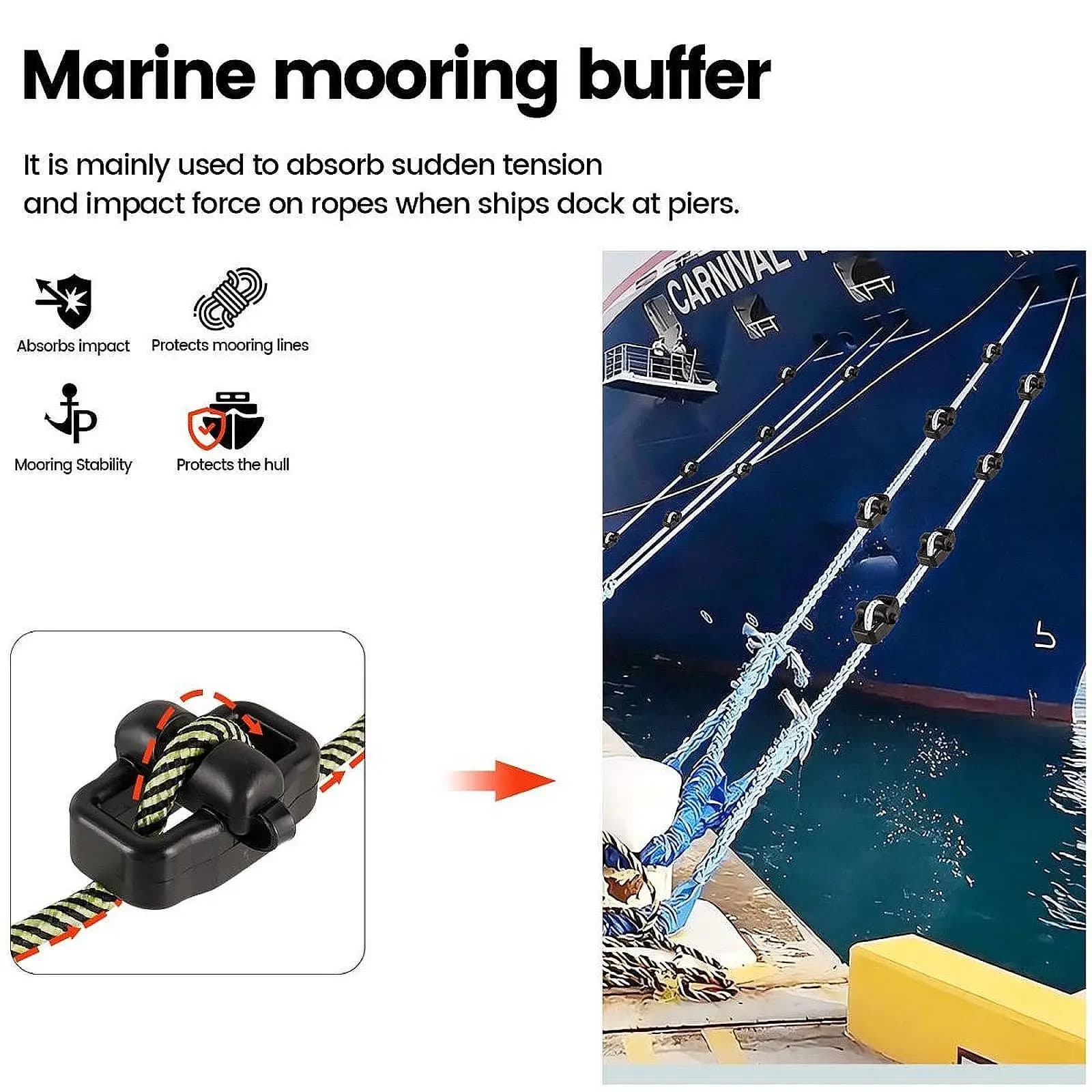 High Performance Sailing Vessel Rope Snubber Protector for Boat Mooring Line Waterproof Marine Use