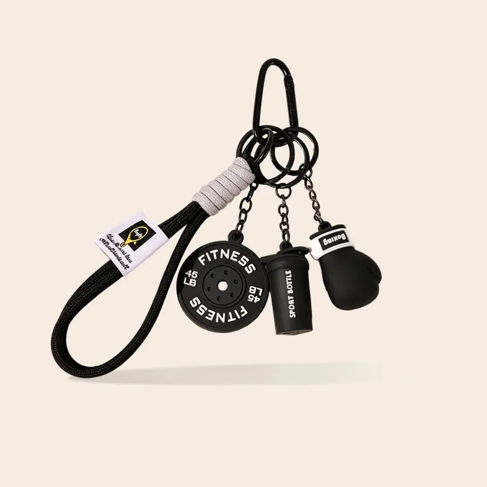 PVC Boxing Glove Keychain Wrist Strap Metal Key Rings Fitness Charm Keychain Multiple Charms Fitness Theme Gym Bag Pendant