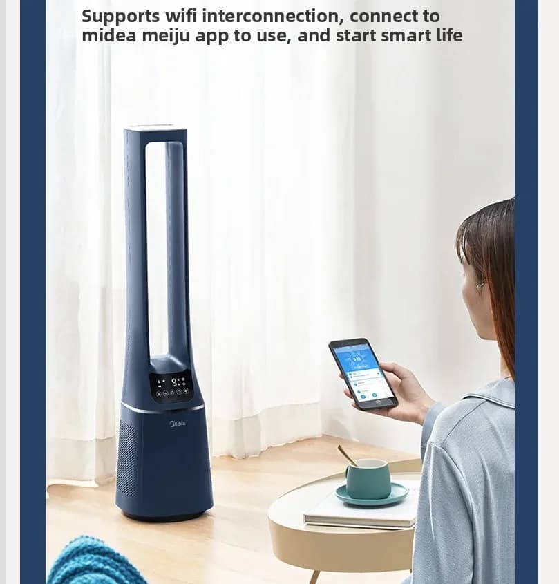 Ventilatore a Torre Senza Pale Midea Smart 220V, Purificatore d'Aria a Risparmio Energetico con Inverter per Soggiorno, Camera da Letto, Uso Domestico HBA