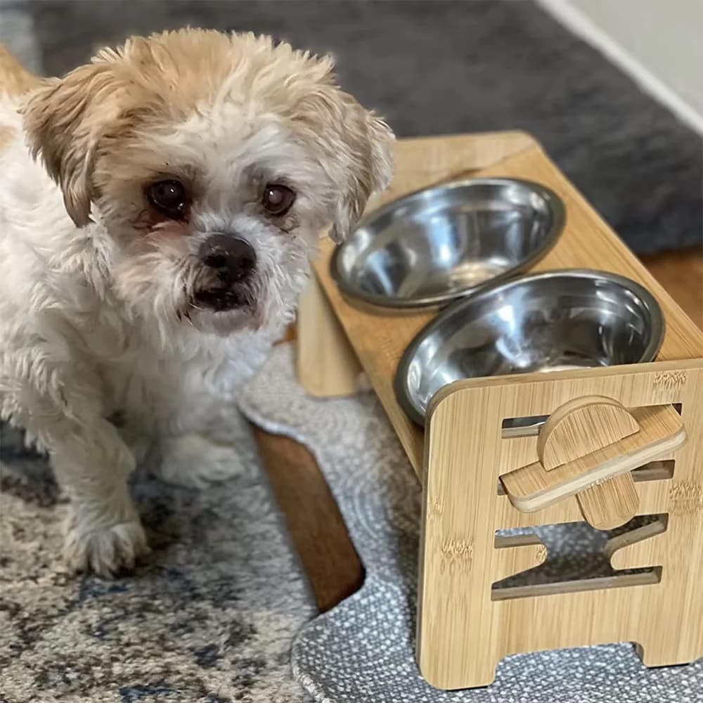 1pc Elevated Dog Cat Bowls 15° Tilted Raised Pet Bowl for Puppy and Cats Dog Food Feeding Dishes Pet Feeder with Stainless Steel