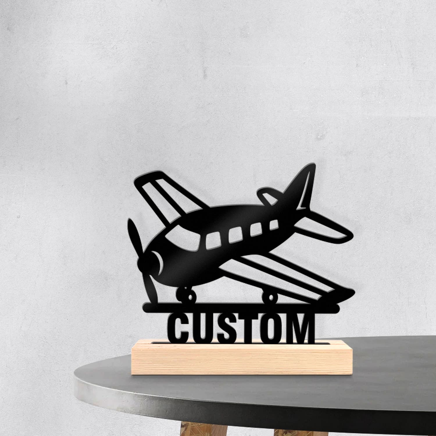 1pc Personalized Metal Artwork Customizable Content With Wooden Base Unique Desktop Decoration Custom Gifts