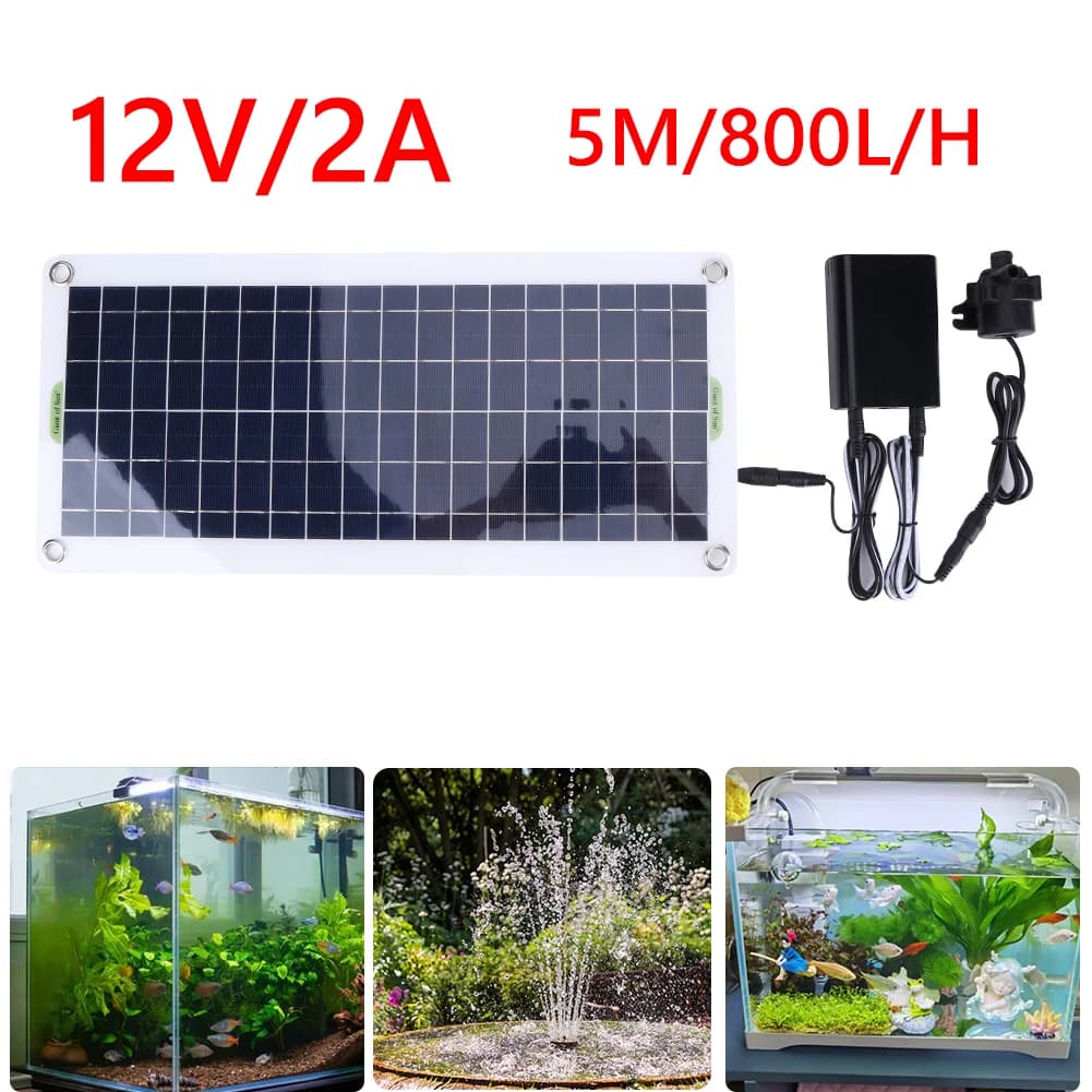 Pompa d'Acqua Solare 30W 18V, Pannello Solare Mini per Decorazione Giardino, Sistema di Irrigazione a Risparmio Energetico per Piscina