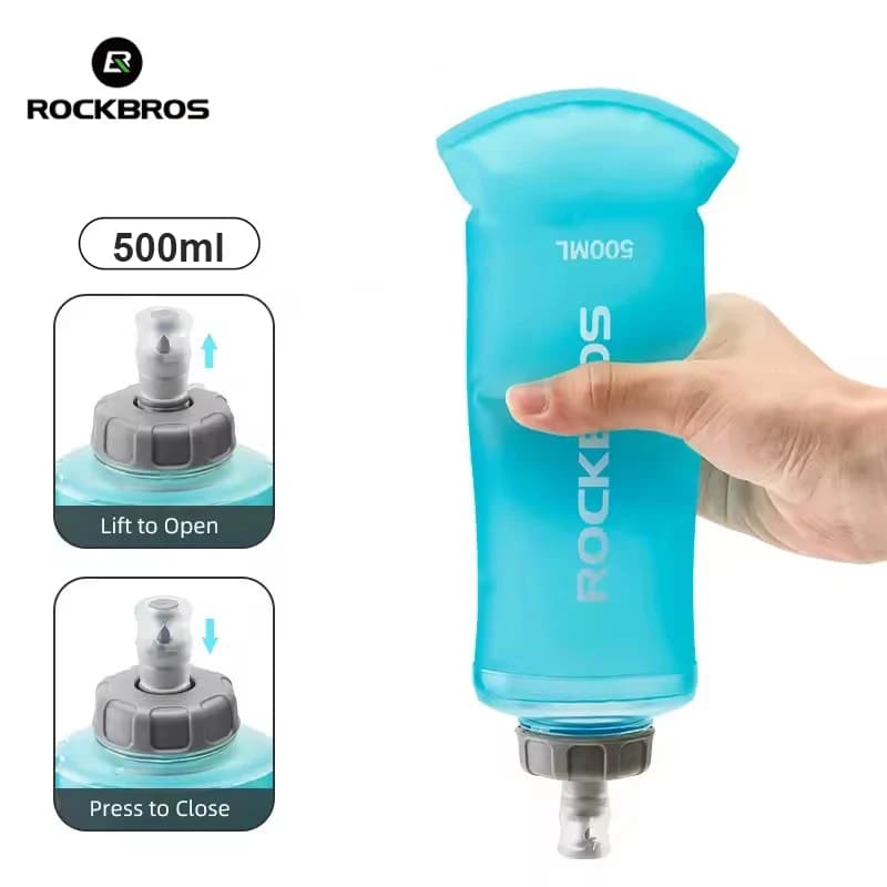 ROCKBROS 500 ml water bottle Soft bottle TPU BPA outdoor sports hydration pack Running Hiking Cycling Water bag