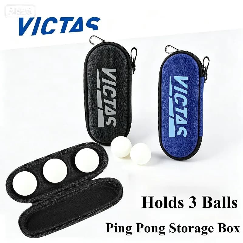 VICTAS Table Tennis Storage Bag Hard Anti‑Pressure Ball Case Holds 3 Balls Portable Durable Zipper Ping‑Pong Storage Bag 1/2pcs