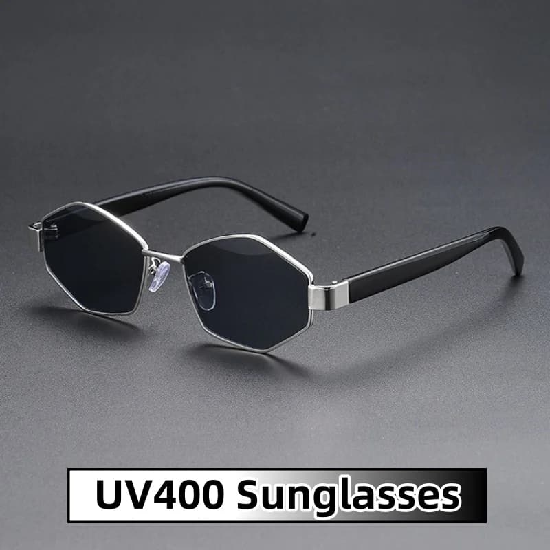 Advanced Luxury Polygonal Metal Sunglasses Outdoor Travel Beach Sun Protection UV400 Shades Eyeglasses Street Photography