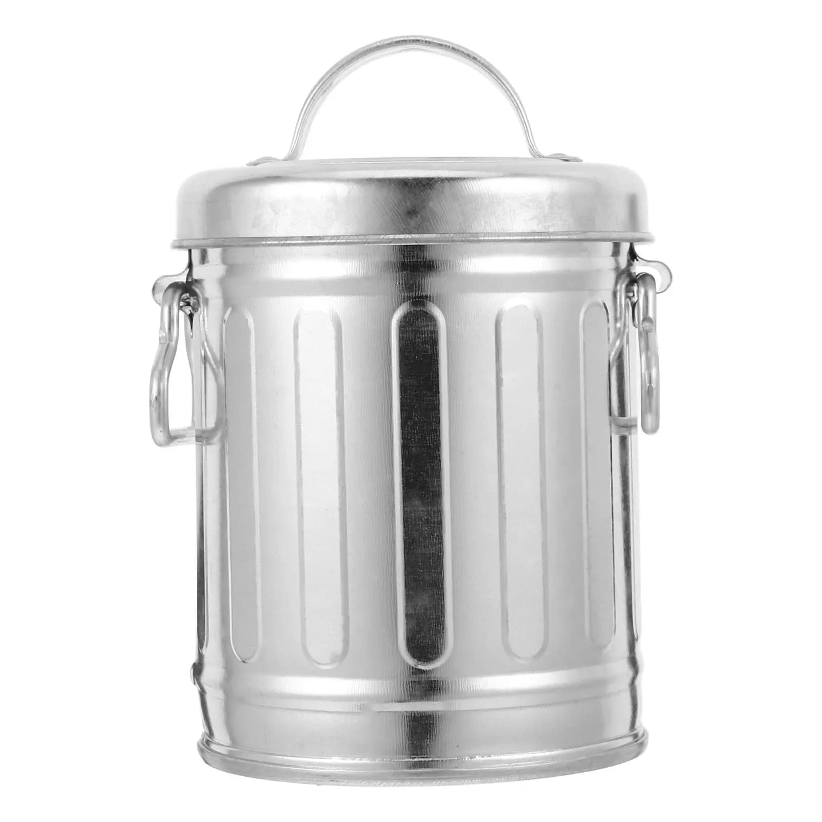 Mini Iron Ashtray Bedside Trash Can Outdoor with Lid Desktop Wastebasket Rubbish Bin Cover