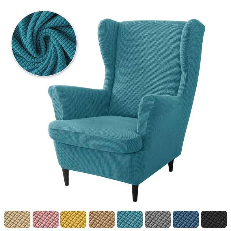 2 pcs/set chair lining with winged backrest with elastic chair lining for sofa lining for elasticated wing chair living room