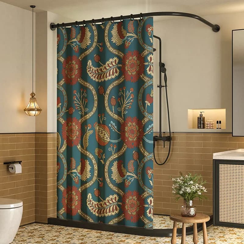 Tenda da doccia multi-stile con ganci, impermeabile, facile da pulire, installazione rapida per la decorazione di casa, hotel e bagno