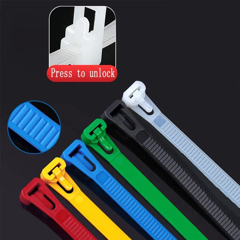 Fascette in nylon riutilizzabili staccabili Fascette per cavi in plastica colorata con fibbia regolabile allentabile