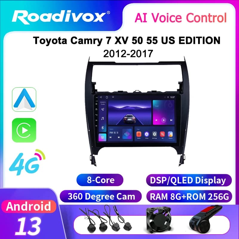 roadivox Android car radio for Toyota Camry XV 50 55 US EDITION 2012 2017 GPS Navigation video Multimedia Player tape recorder