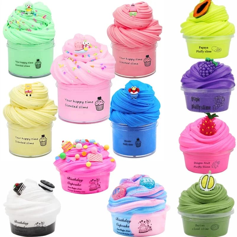 Set di frutta per burro fai-da-te, giocattoli educativi, accessori antistress, ciondoli morbidi, argilla arcobaleno, melma kawaii, giocattolo per feste, regali per bambini
