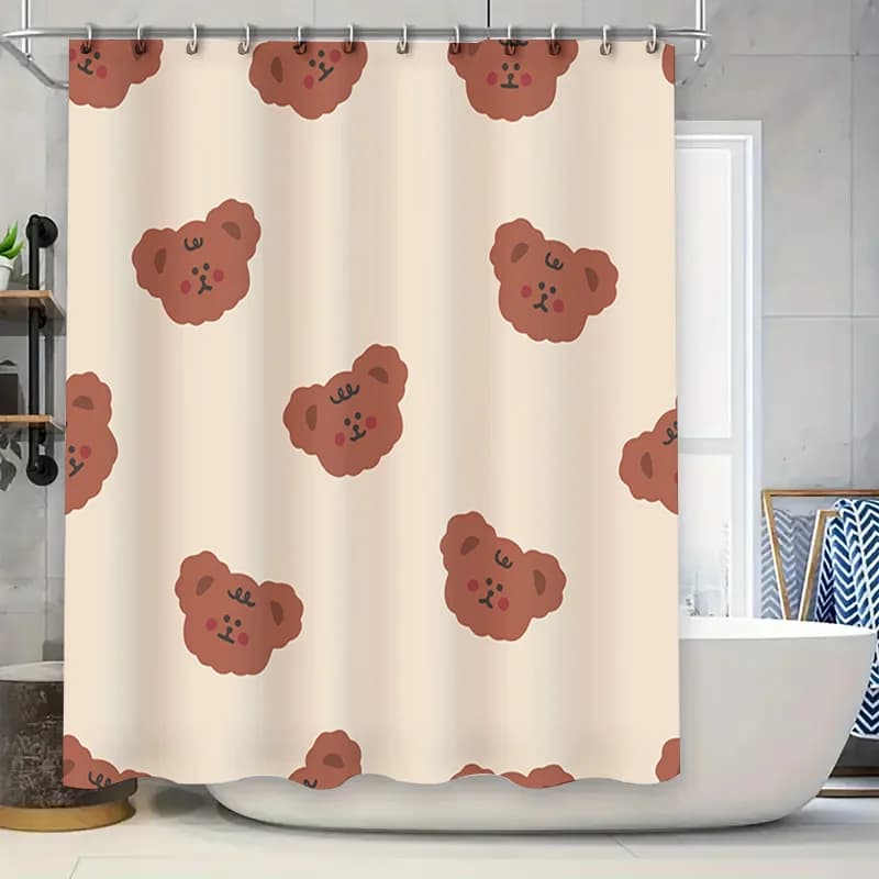 Creativo cartone animato animale tenda da doccia decorazioni per la casa tessuto impermeabile decorazione del bagno per bambini bagni orsi marroni stampati (