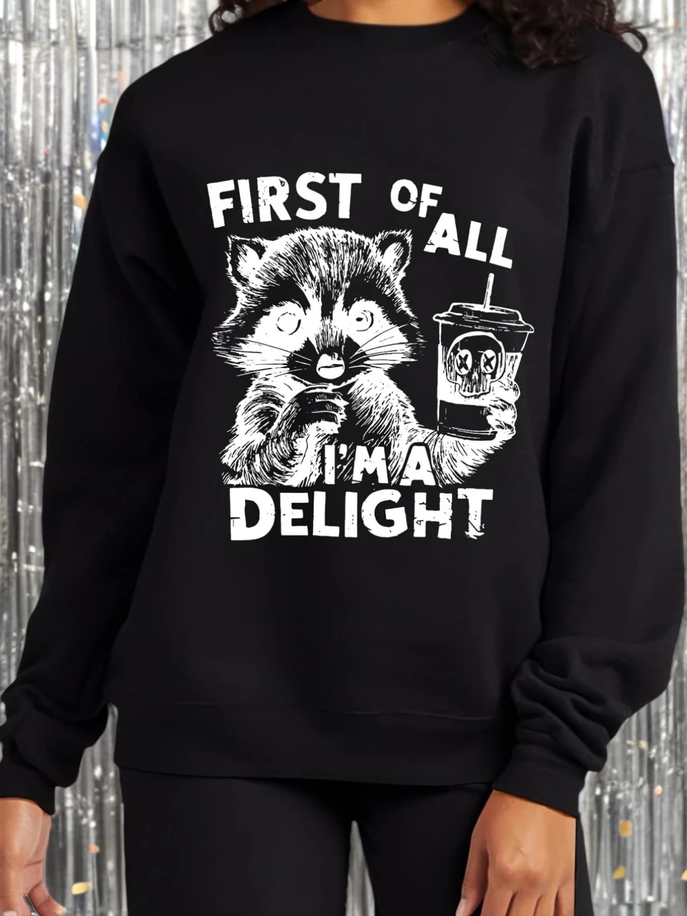 Retro Raccoon Pattern Printed Autumn and Winter Men's and Women's Long Sleeved Sportswear Casual Loose Outdoor Street Sports