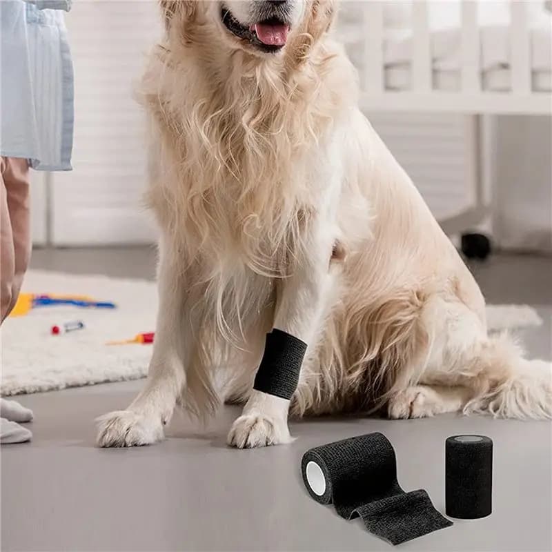 Conveniente Set da 72 Pezzi di Bende Elastiche Autoadesive Nere da 5 cm per Lesioni Sportive e Trattamento Animali Domestici