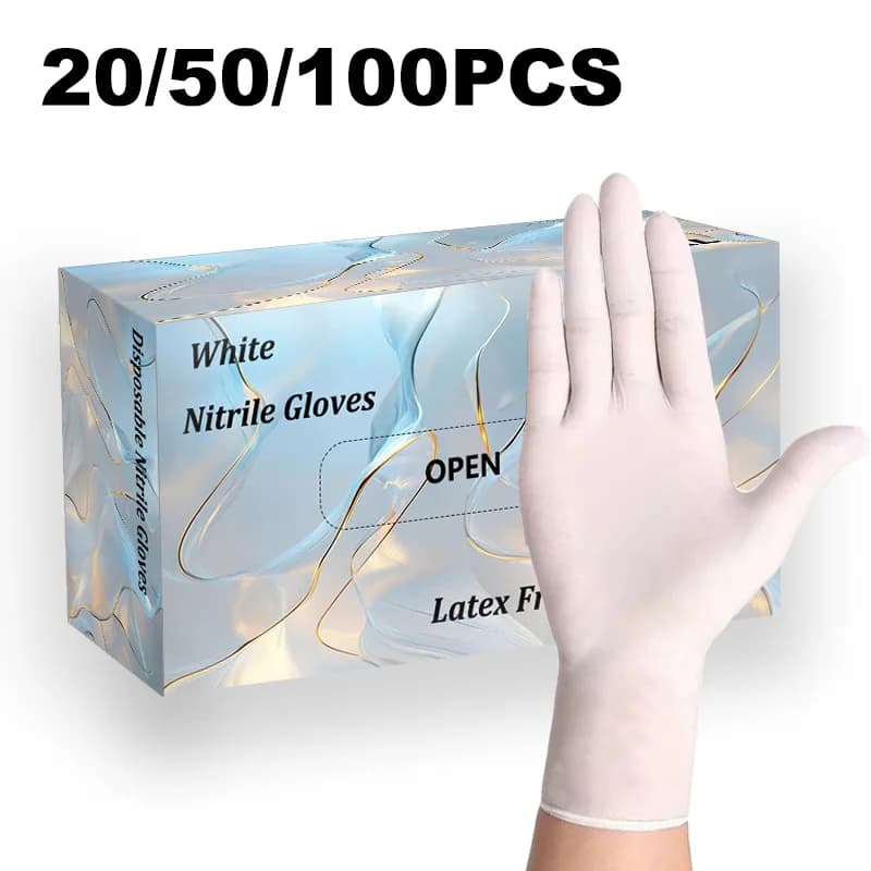 20/50/100PCS Guanti in nitrile bianco multiuso per la pulizia del bagno della cucina Lavaggio Strumenti di pulizia impermeabili Accessori per la casa