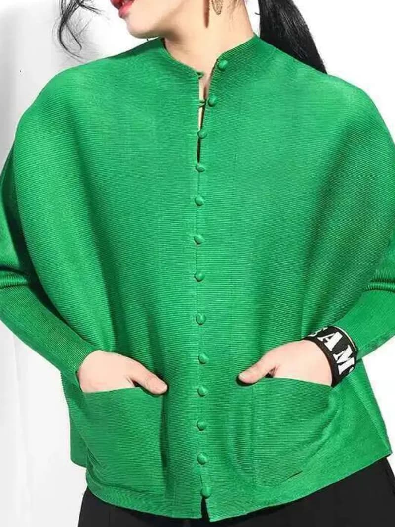 Nuova Camicia Plissettata Primaverile 2025 da Donna, Monopetto, Ampia, con Protezione Solare FA1C