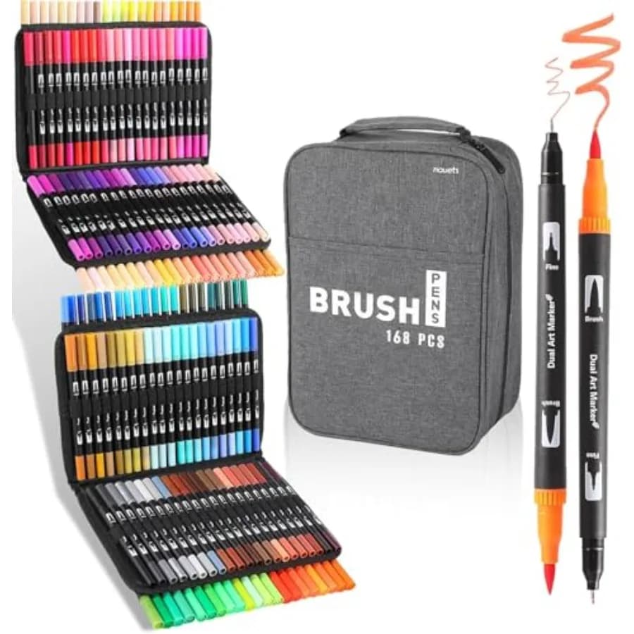Set di Pennelli e Penne a Doppia Punta Fine per Libri, Senza Sbavature, per Disegno, Appunti, Planner, Calligrafia, Journaling, Auto