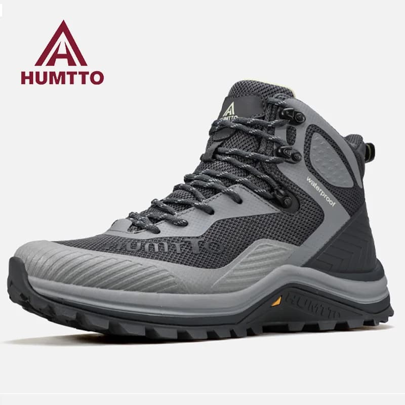 HUMTTO Scarpe da trekking Stivali da caccia impermeabili da uomo Stivali da trekking tattici da combattimento nel deserto Scarpe da ginnastica da viaggio in pelle calda maschile