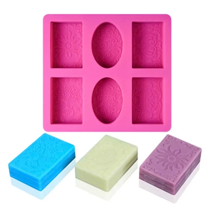1 Pcs 6 Holes 3D Candle Mold Silicone Soap Mold Soap Making Moulds Supplies Candle Form Resin Craft Home Decor