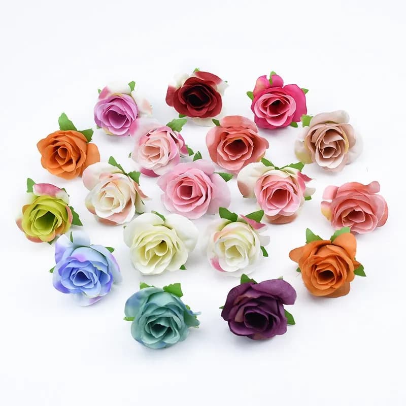 20pcs Artificial Plants Decorative Flowers Brooch Bride Wrist Diy Valentine's Day Decoration for Home Cheap Artificial Flowers