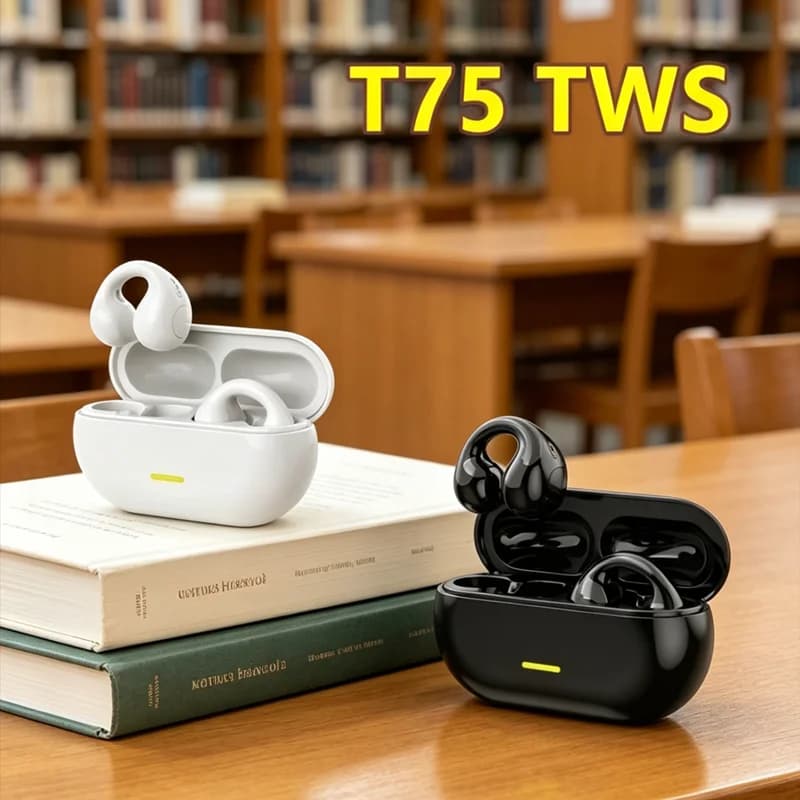 T75 Bluetooth headset 5.3 wireless bone conduction headset clip-on music sports game headset apply to smartphones