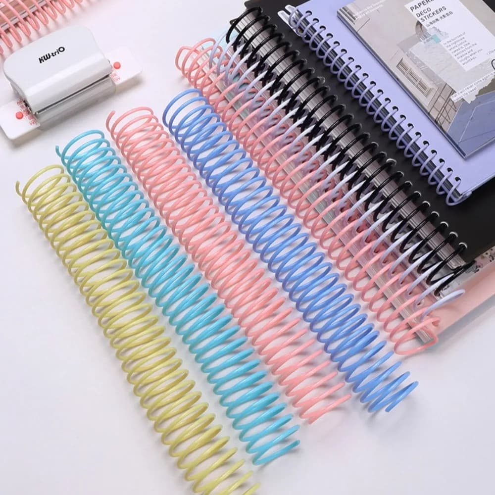 8 bobine a spirale colorate per rilegatura a fogli sciolti da 16 mm 35 mm, 8 colori, possono essere rifinite arbitrarily per raccoglitori di libri A4 A5 B5