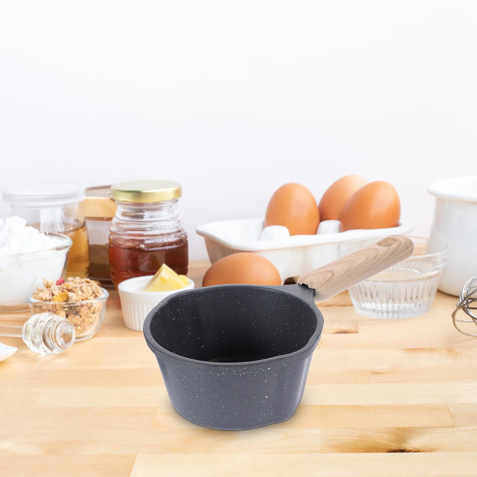Small Oil Deck, Mini Deep Pot with Exterior Handle, Multifunction Portable Brush for Frying, Bollire, Cooking Milk