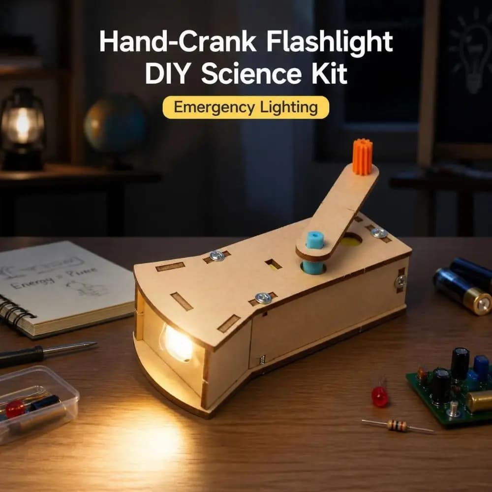 Physics Education Flashlight DIY Kit Hands-On Non-Toxic Hand Cranked Flashlight Interactive Science Experiment Kit Home Learning