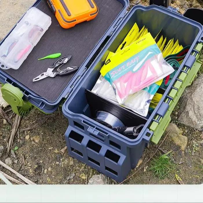 TRUVEX 2026 18L Large Fishing Tackle Box Multifunction Capacity Stand Rod Holder Plastic Egi Box Fishing Boxes