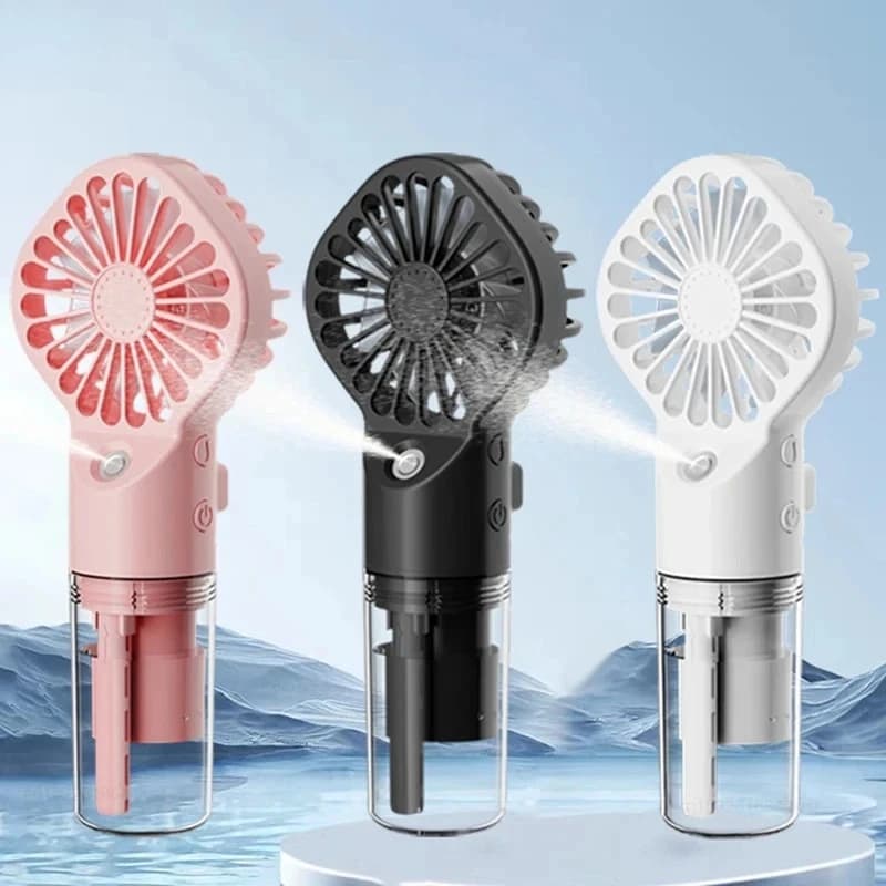 Ventilatore Portatile USB Ricaricabile 2 in 1 con Umidificatore, Mini Ventilatore Nebulizzatore con Funzione Spray d'Acqua