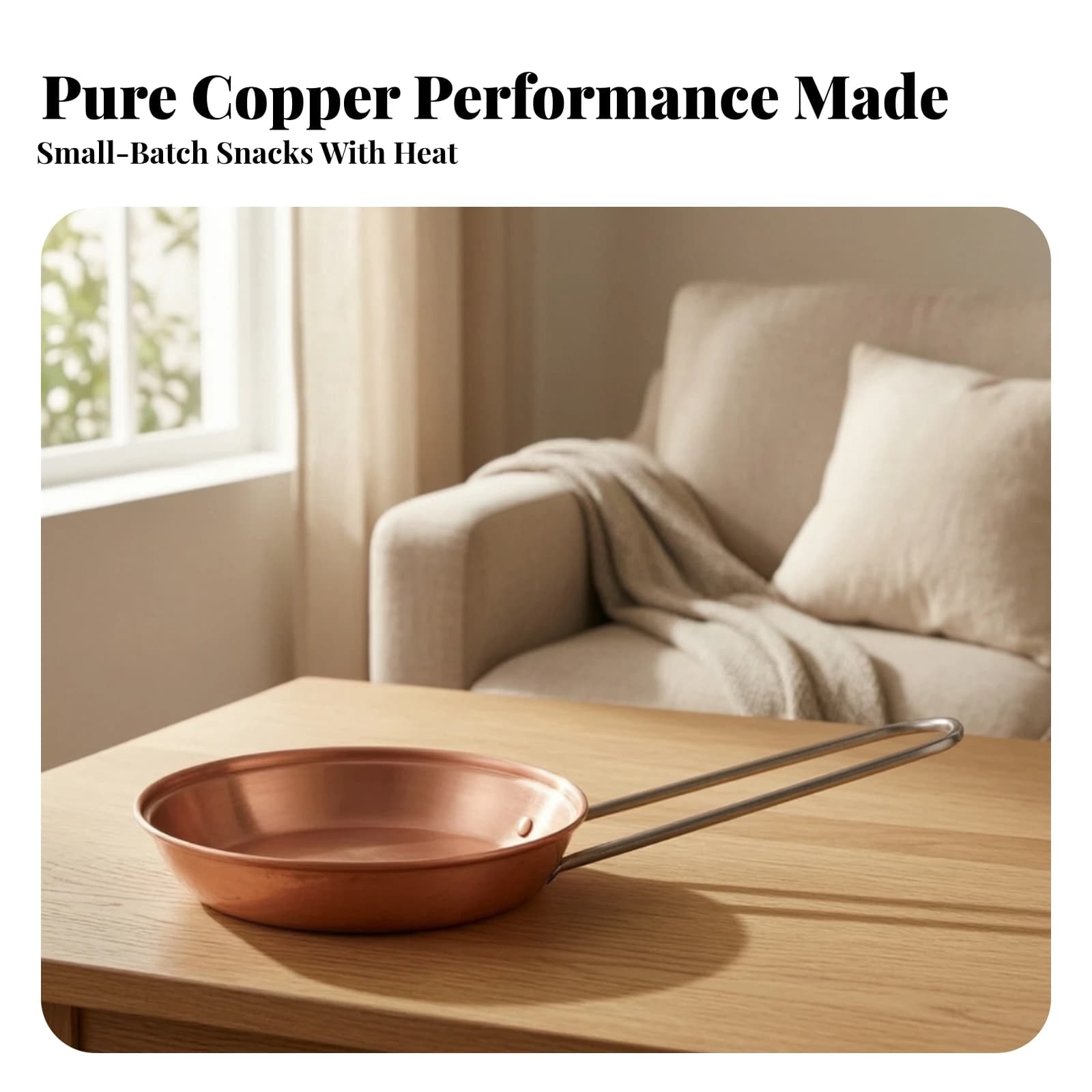 Copper Frying Pan Cadmium-without Copper Skillet Pancake Pan Uncoated Cookware Sturdy for Home Cooks, Gas Stoves, Kitchen