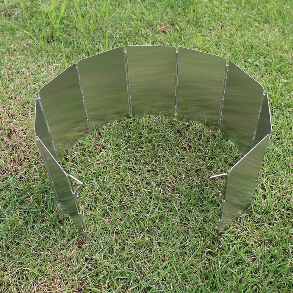 Foldable Aluminum Alloy Windscreen for Camping, Hiking, Open Kitchen, Picnic - Portable and Compact Windproof Shield for a Heat Efficient Transfer