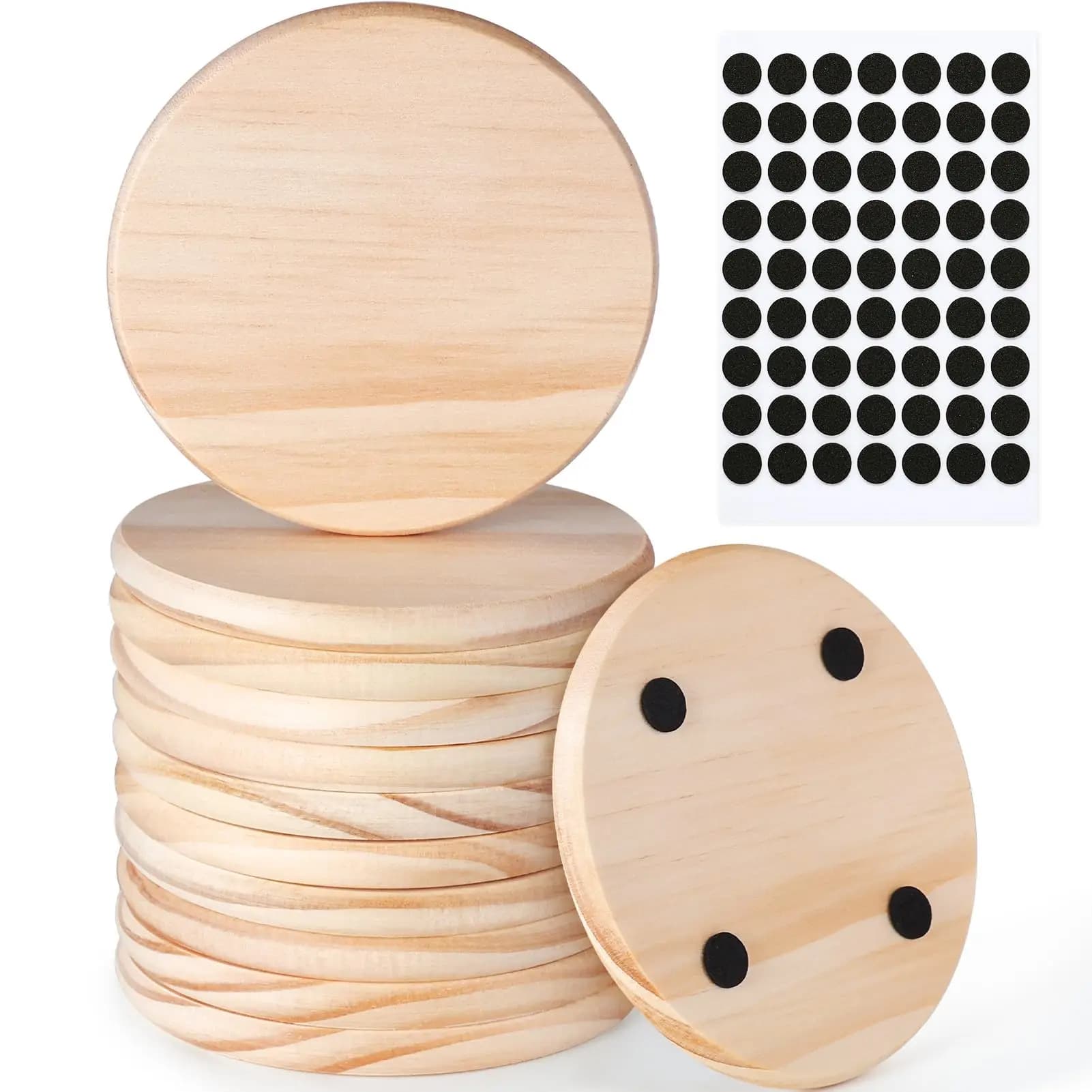 Set di 4 Pezzi di Fette di Legno Grezzo da 4 Pollici con Base per Bevande, Artigianato, Incisione Laser, Legna da Ardere, Tintura, Pittura, Decoupage