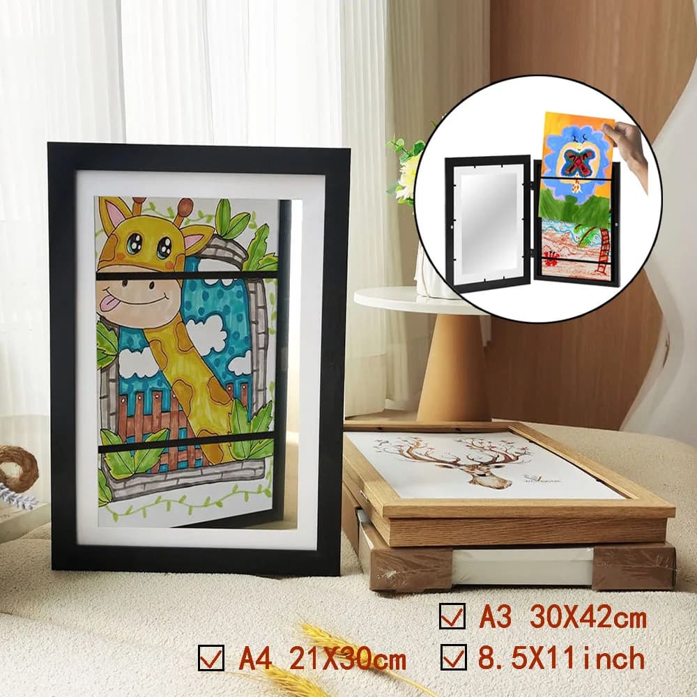 Cornici artistiche per bambini Magnetic A3 A4 cornice intercambiabile per bambini per foto disegno dipinti immagini Display archiviazione cornice per foto